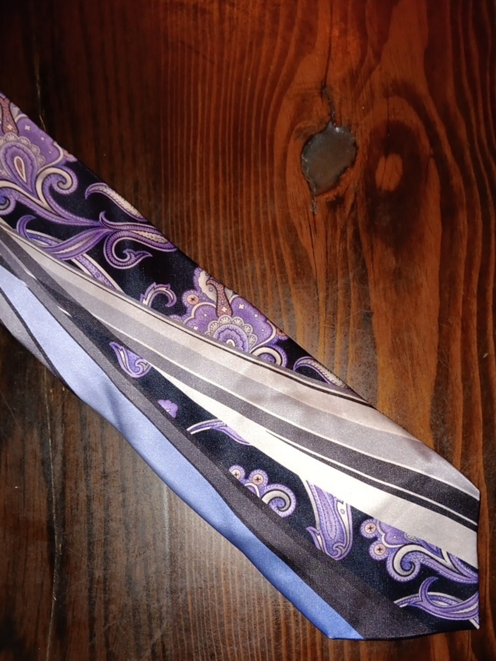 Vitaliano Pancaldi Men's Purple Paisley & Striped Tie - Elegant Dress Accessory